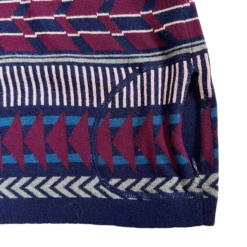 Krimson Klover Sz M Fair Isle Merino Wool Silk Knit Tallchief Blue Sweater Dress - Picture 12 of 14